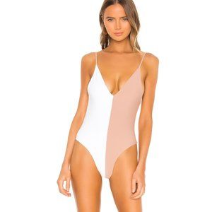 House of Harlow 1960 x REVOLVE Pi One Piece Swimsuit Tan and White